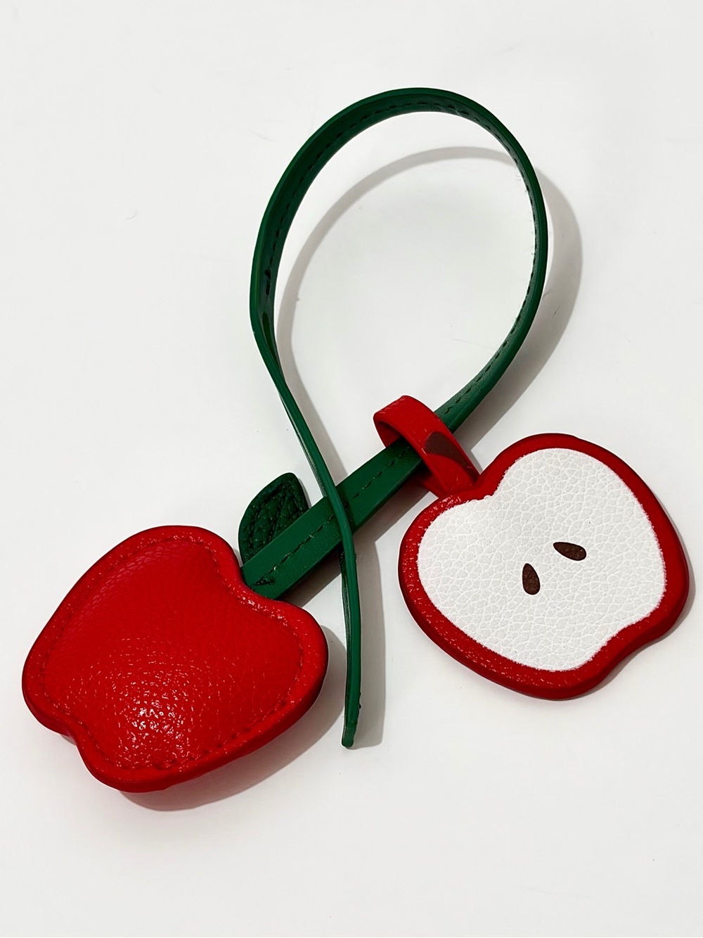 Urban Outfitters Faux Leather Puffy Red & Green Apple Bag Charm